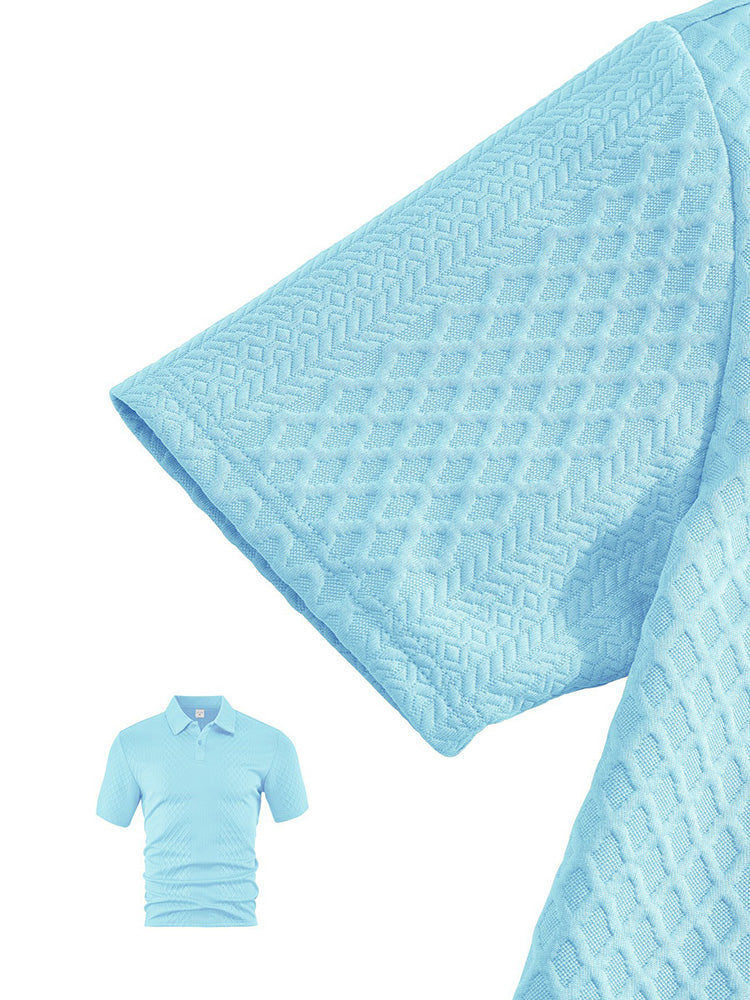 Textured Jacquard Polo Shirt and Shorts 2 Piece Set